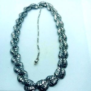 Sterling Silver Guglielmo Cini 16” Long + 5” Extender Oxidized Leaf Necklace